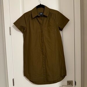 Maeve The Francie Mini Buttondown Shirt Dress Size XXS Olive GreenTone